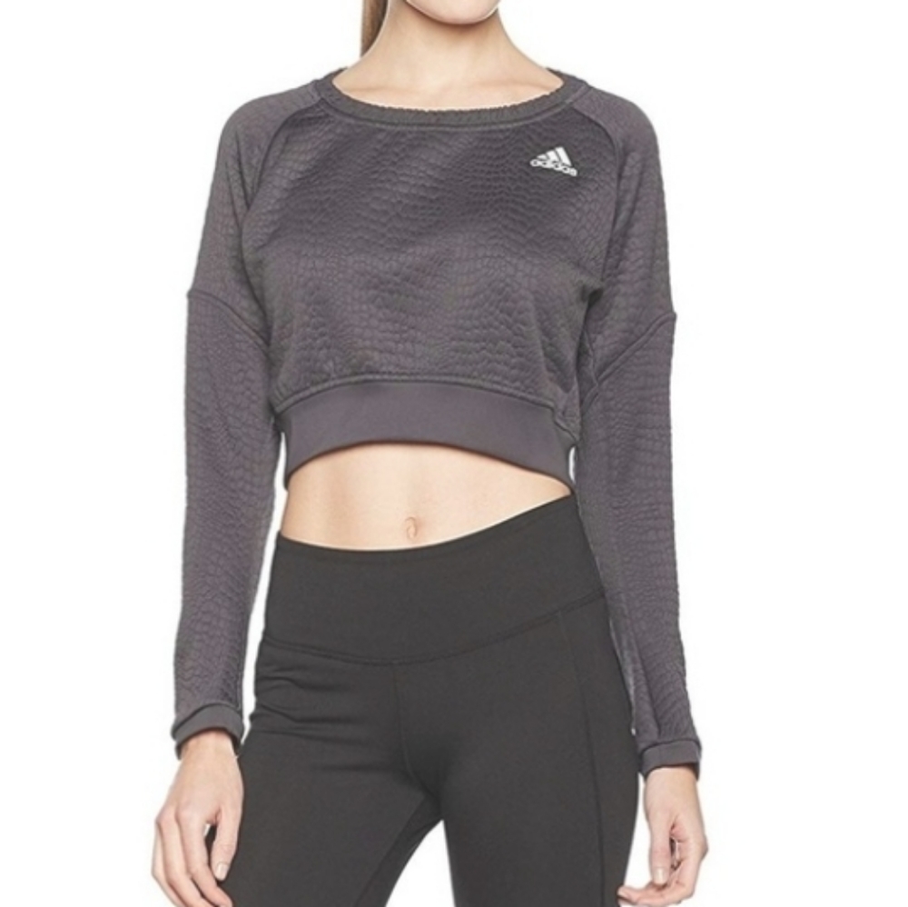 Adidas Women’s Aktiv Cozy Pullover Vapor Running Grey Crop Top size small